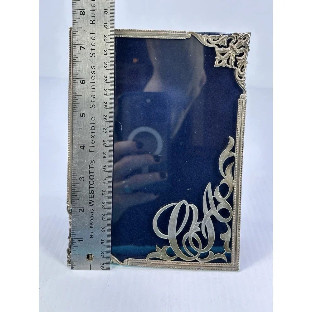 Vintage Art Deco Ornate Cast Metal Photo Frame 5x7 Silver Tone CA